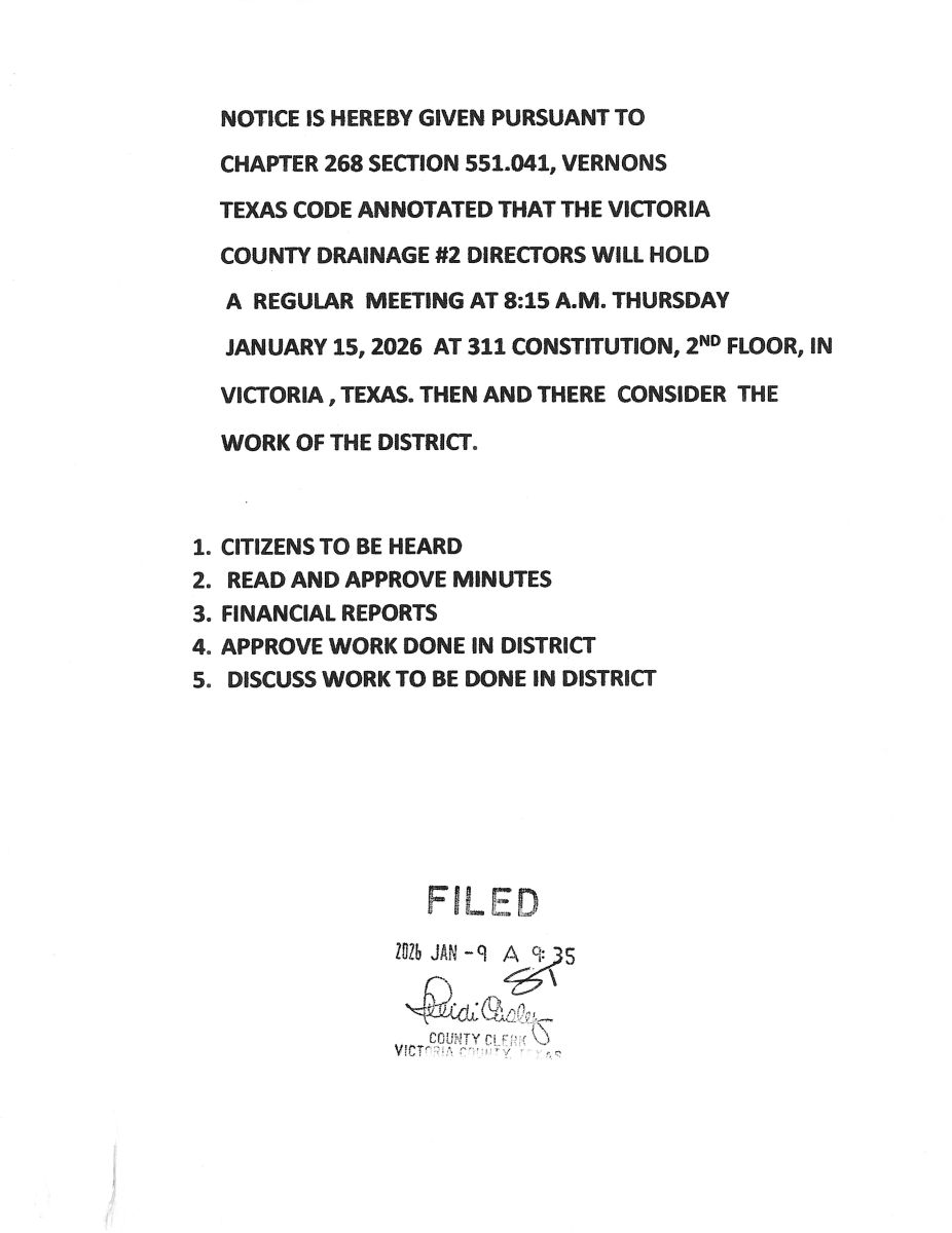 JANUARY 26 MEETING NOTICE